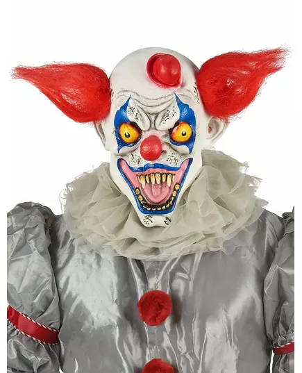 Röd, vit och blå clownlatexmask vuxen