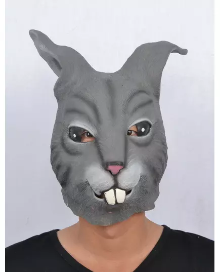Grå latexkaninmask vuxen
