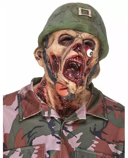 Latexmask zombie-soldat vuxen