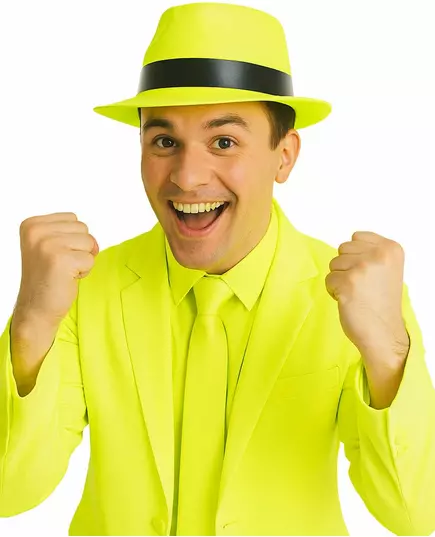 Neongul gangsterhatt vuxen