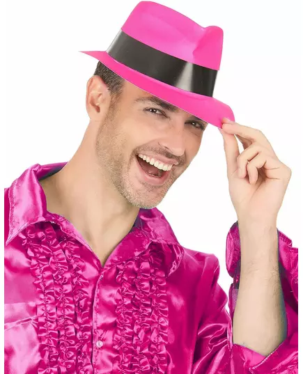 Neonrosa gangsterhatt vuxen