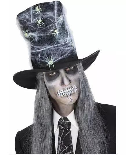 Cylinderhatt i tyg med spindlar vuxen Halloween
