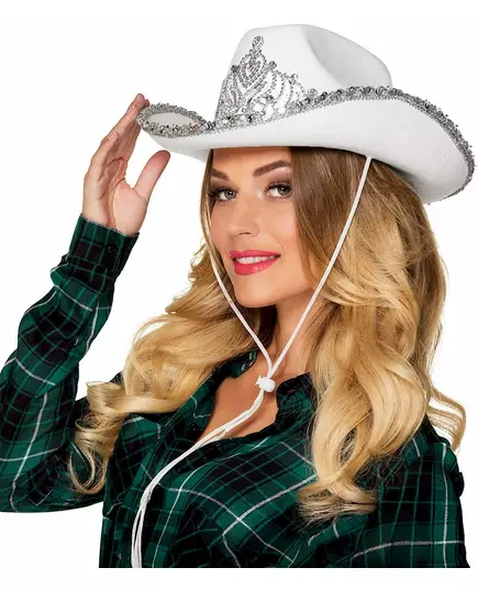 Vit cowboyprinsesshatt dam