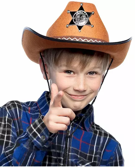 Brun sheriffhatt för barn