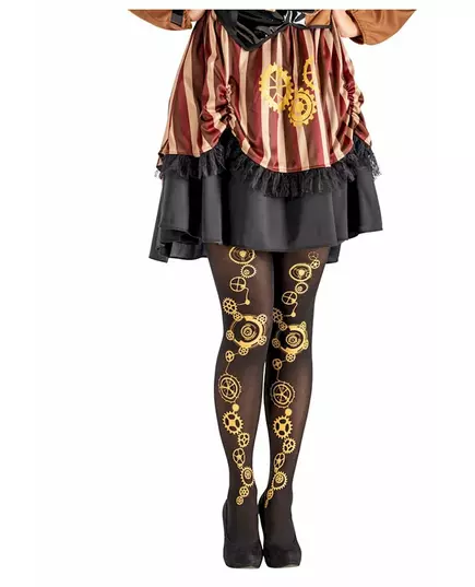 Svarta steampunkstrumpbyxor dam