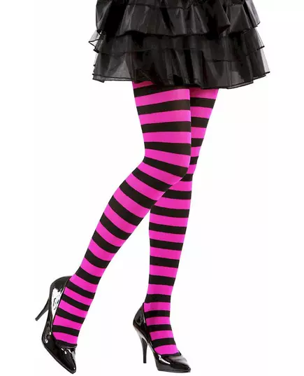 Svartrandiga och rosa strumpbyxor vuxen