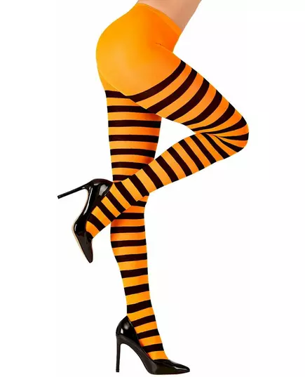Randiga orange och svarta strumpbyxor vuxen
