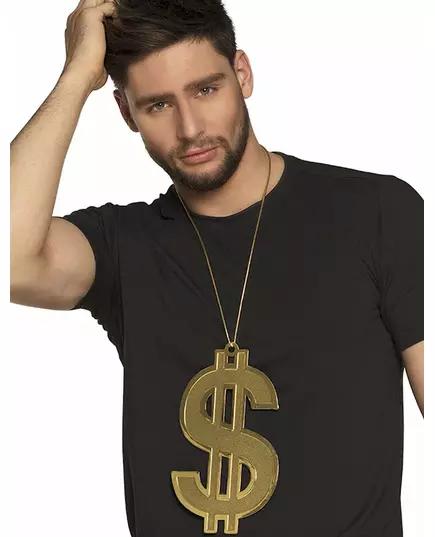 Guldhalsband med dollarsedlar 24 cm XL vuxen