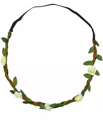 Elastisk vit blomsterkrans för vuxen