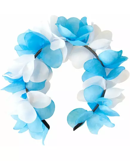 Blå och vit blomsterkrans