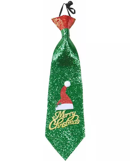 Grön paljettprydd slips Merry Christmas
