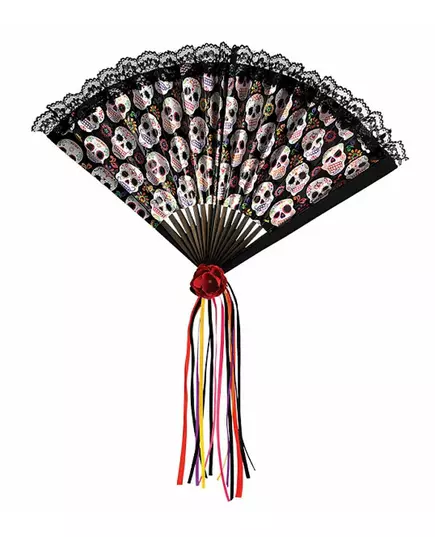 Dia de los muertos-solfjäder 42 cm vuxen