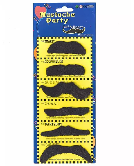 Set med 6 mustascher vuxen