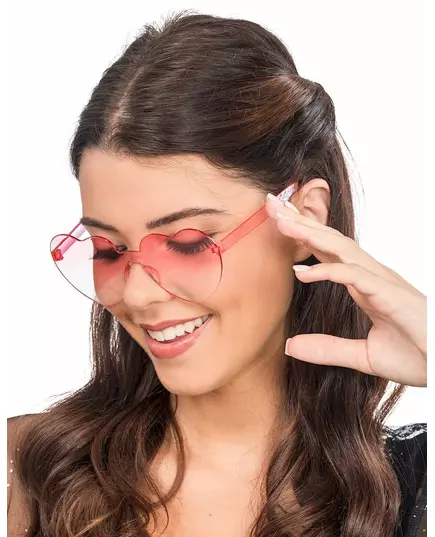 Hjärtformade glasögon med rosa rökfärgade glas vuxen