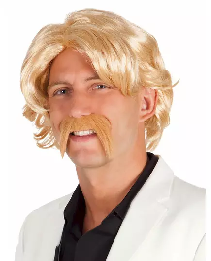 Blond peruk med mustasch herr