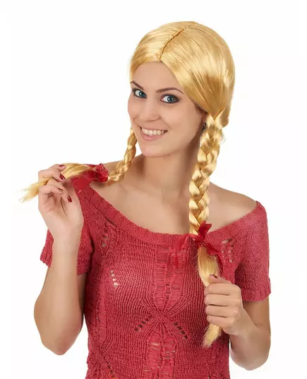 Blond peruk med tofsar skolflicka dam