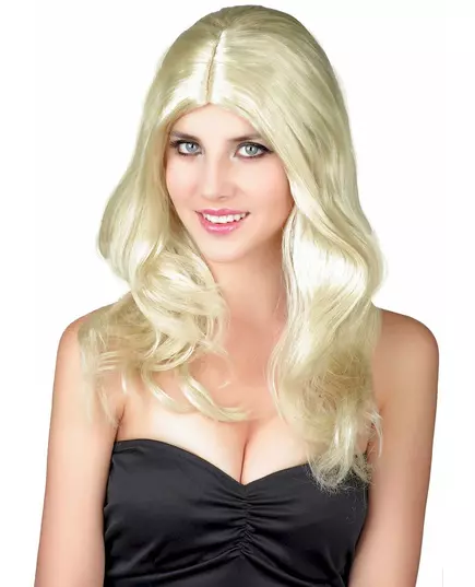 Blond vågig peruk dam