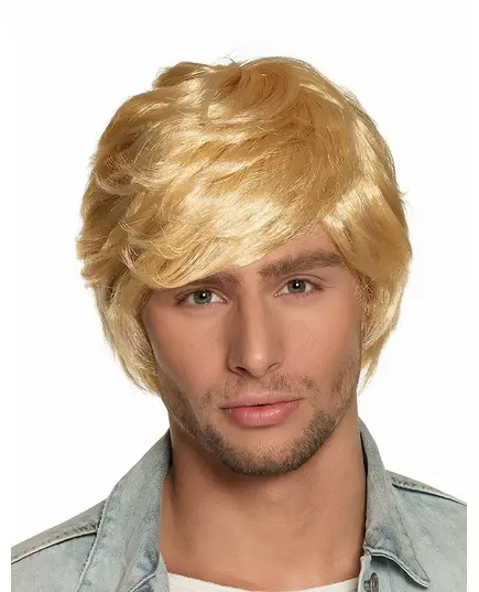 Kort retroblond peruk herr