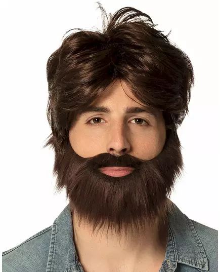 Dude-peruk med skägg och mustasch vuxen