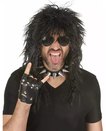 Svart hardrockarperuk herr