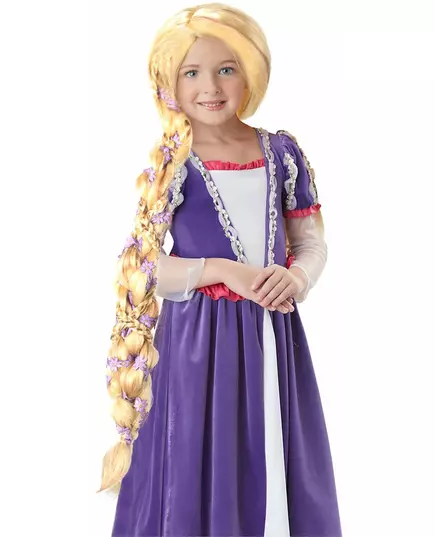 Lyxig lång prinsessperuk med fläta flicka