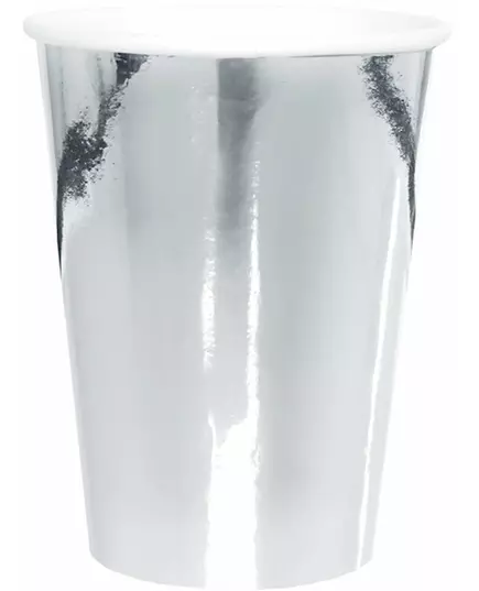 10 metalliserade silverfärgade pappmuggar 25 cl