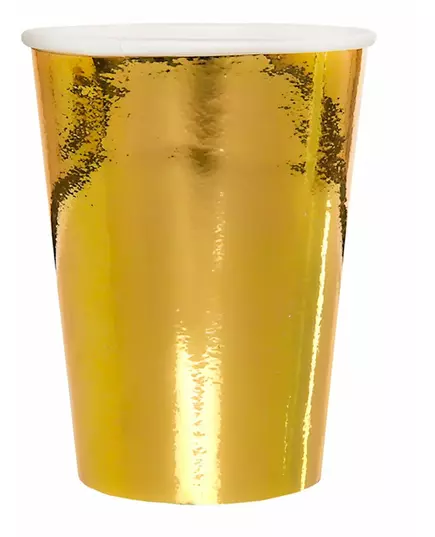 10 Guldfärgade metalliska pappmuggar 25 cl