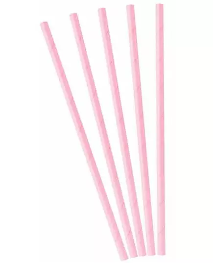 10 ljusrosa pappsugrör 19,5 cm