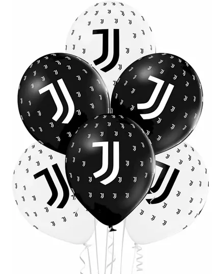 12 svarta och vita latexballonger Juventus™ 30 cm
