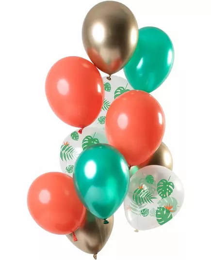 12 tropiska metalliska latexballonger 33 cm