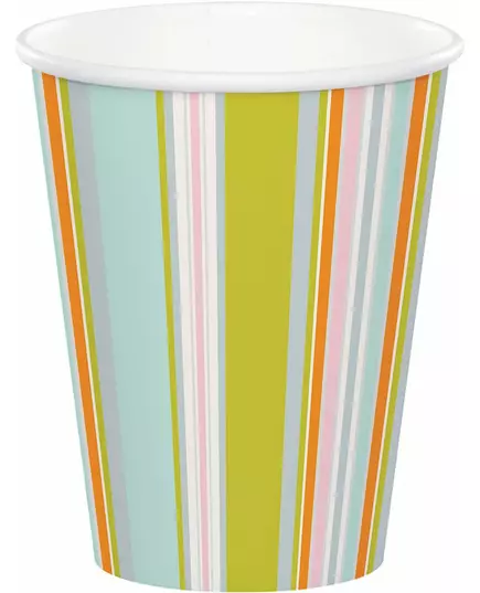 8 randiga flerfärgade pappersmuggar djungel 256 ml