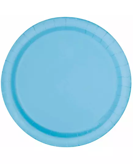 16 pastellblå papptallrikar 22 cm