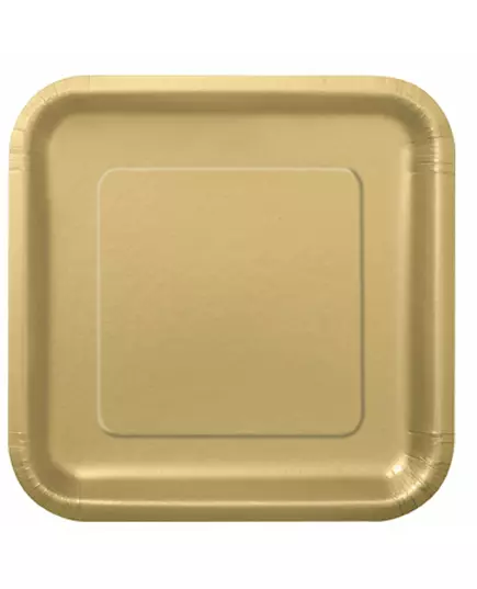 16 små matta guldfärgade papptallrikar 17 cm