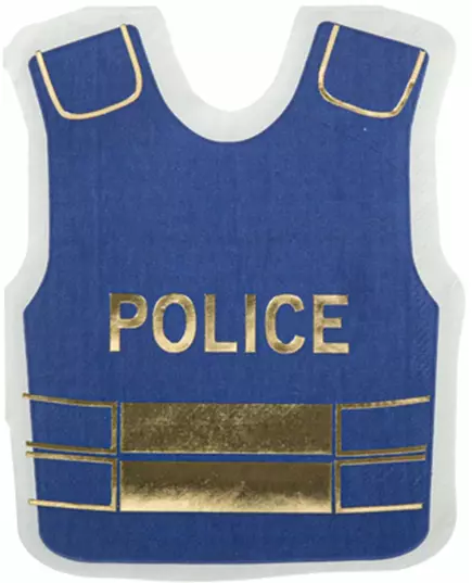 16 marinblå och guldfärgade pappersservetter polis 32 x 26 cm