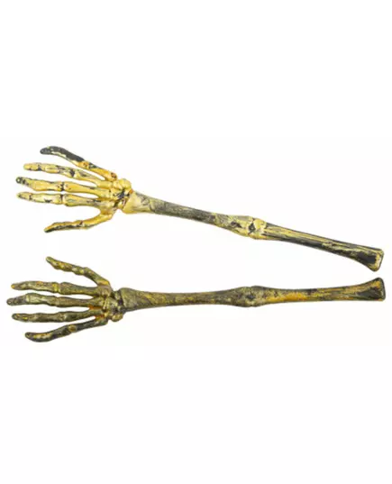 2 skelettarmar i antikguldig plast 31 cm