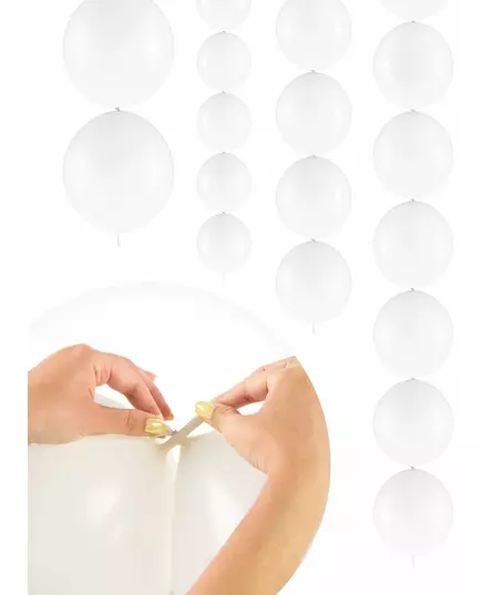 20 vita uppblåsbara ballonger att länka samman 28 cm