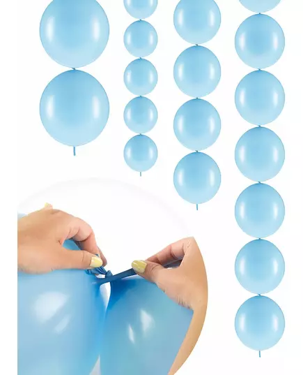 20 pastellblå uppblåsbara ballonger att länka samman 28 cm
