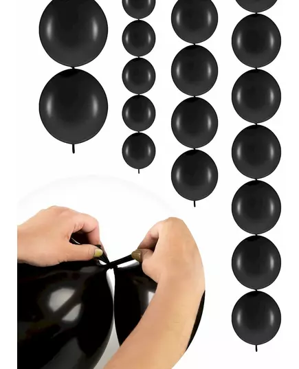 20 svarta sammankopplingsbara ballonger 28 cm