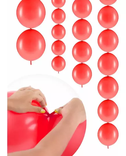 20 uppblåsbara vallmoröda ballonger att länka ihop 28 cm