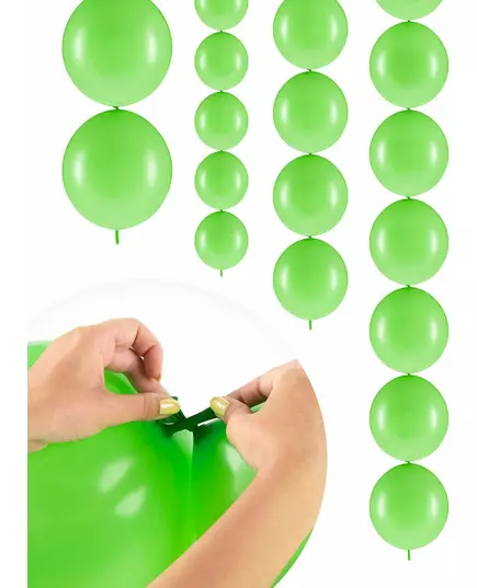 20 ljusgröna uppblåsbara ballonger att länka samman 28 cm