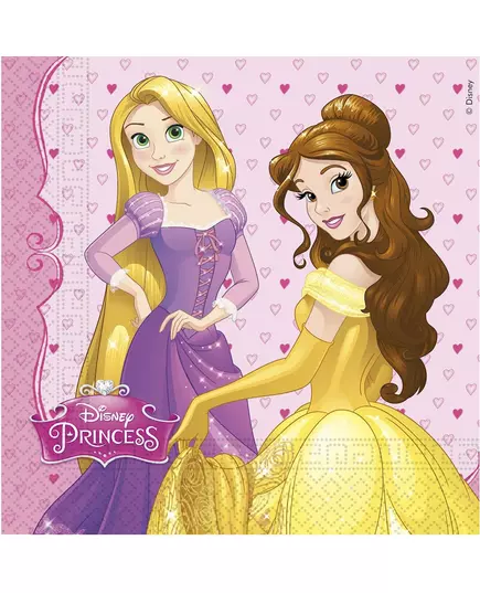 20 pappersservetter Disney™-prinsessor hjärtan 33 x 33 cm