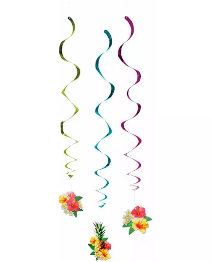 3 hängande dekorationer Hawaii party 60 cm