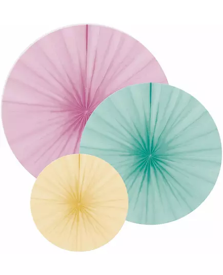 3 pastellfärgade pappersrosetter