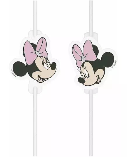 4 papperssugrör med Minnie™-ansiktsmedaljong