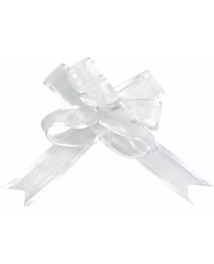 5 små vita rosetter i organza på 16 mm