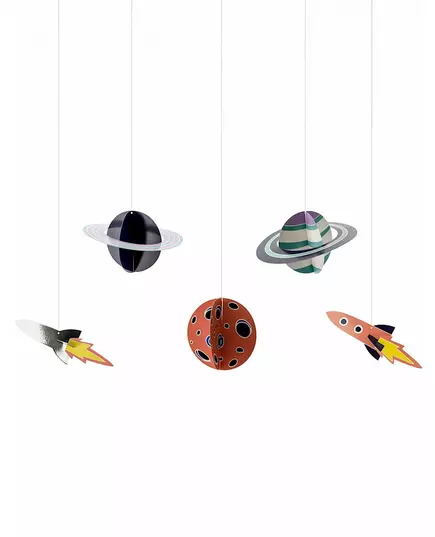 5 hängdekorationer i kartong Space Adventure 17 x 10 - 19 x 7 cm
