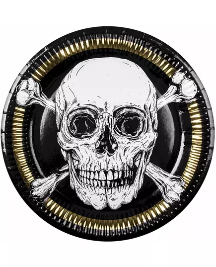 10 papptallrikar Jolly Roger-pirat 23 cm