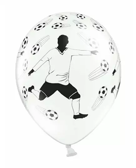 Vita latexballonger med fotbollsspelare och ballonger 30 cm