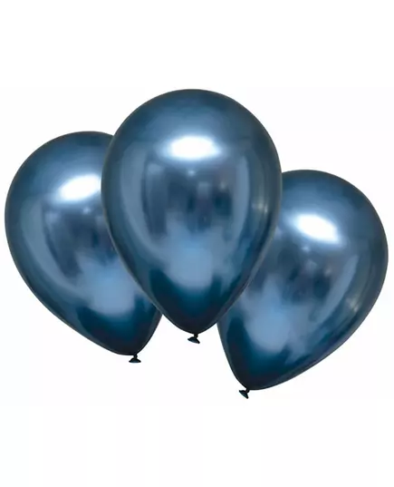 6 Satinblå latexballonger 28 cm