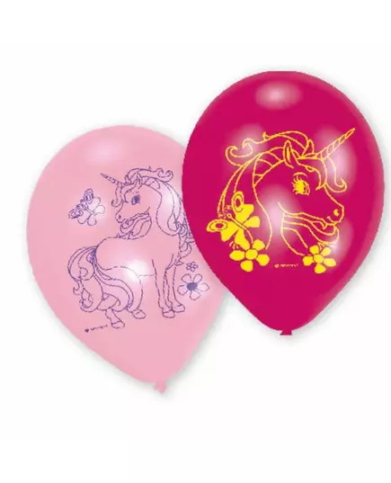 6 rosa latexballonger enhörning